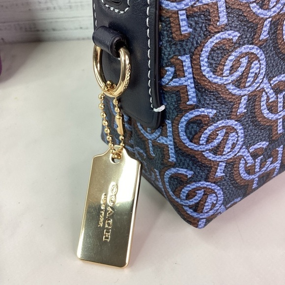 COACH MADI BLUE SMALL MONOGRAM CROSSBODY GOLD NWT - Picture 10 of 15